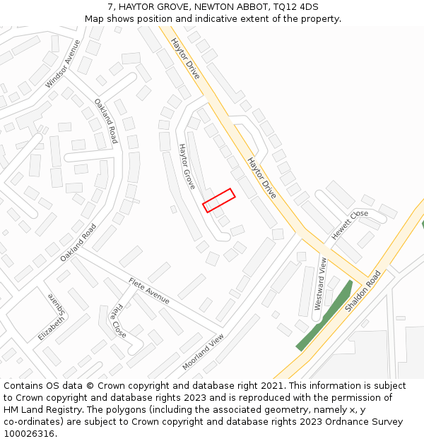 7, HAYTOR GROVE, NEWTON ABBOT, TQ12 4DS: Location map and indicative extent of plot