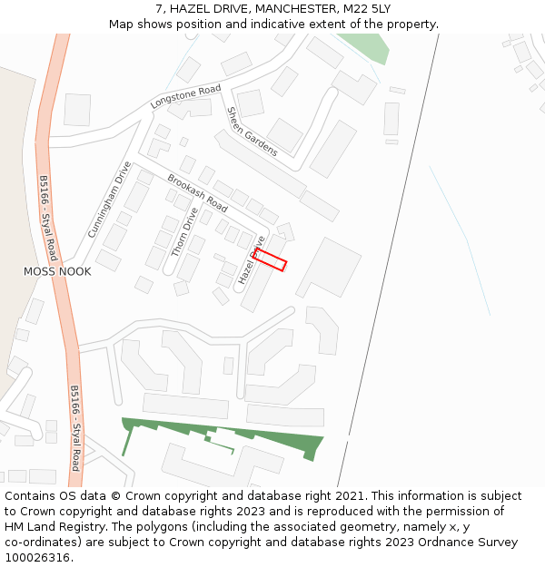 7, HAZEL DRIVE, MANCHESTER, M22 5LY: Location map and indicative extent of plot