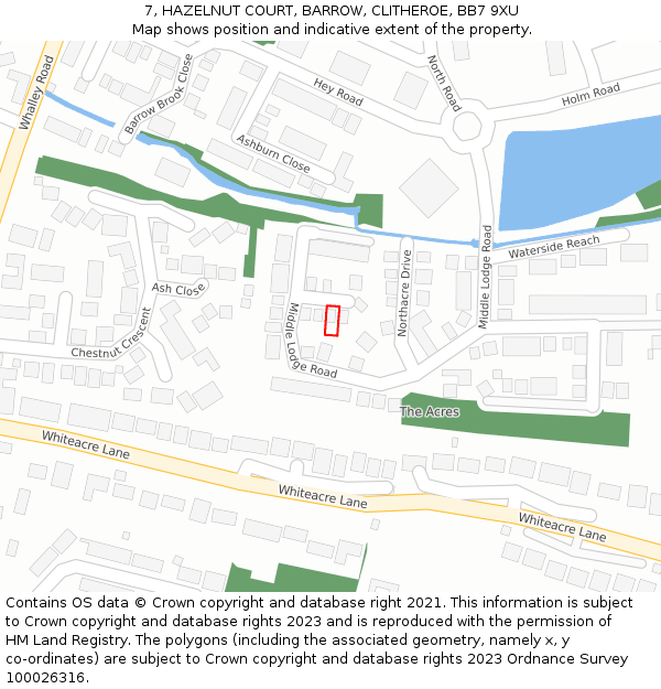 7, HAZELNUT COURT, BARROW, CLITHEROE, BB7 9XU: Location map and indicative extent of plot