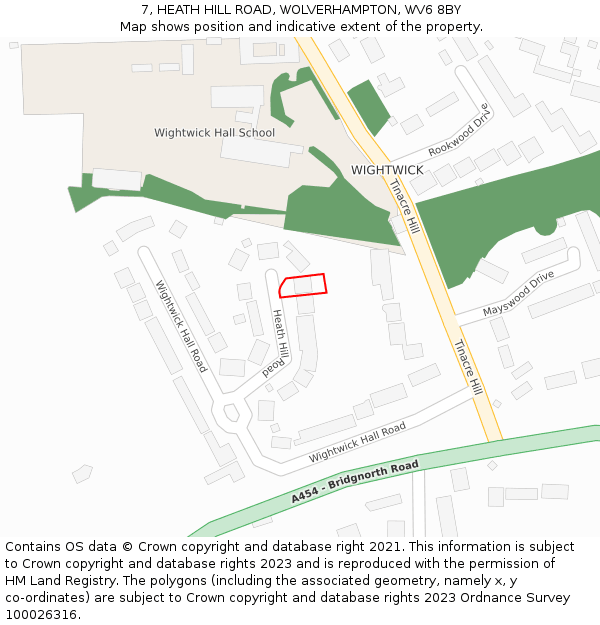 7, HEATH HILL ROAD, WOLVERHAMPTON, WV6 8BY: Location map and indicative extent of plot