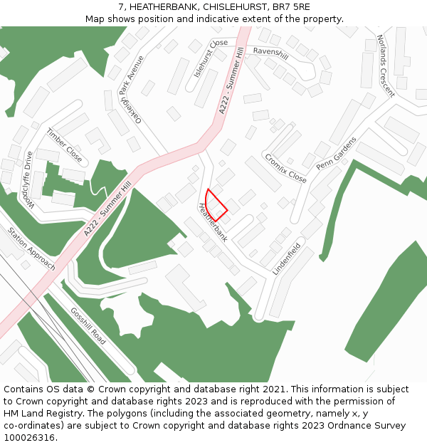 7, HEATHERBANK, CHISLEHURST, BR7 5RE: Location map and indicative extent of plot