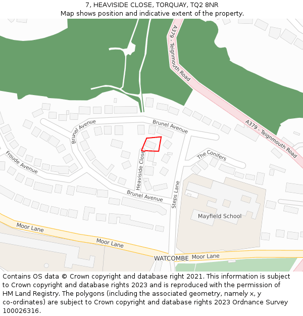 7, HEAVISIDE CLOSE, TORQUAY, TQ2 8NR: Location map and indicative extent of plot