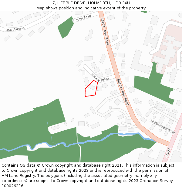 7, HEBBLE DRIVE, HOLMFIRTH, HD9 3XU: Location map and indicative extent of plot