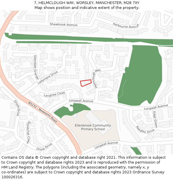 7, HELMCLOUGH WAY, WORSLEY, MANCHESTER, M28 7XY: Location map and indicative extent of plot
