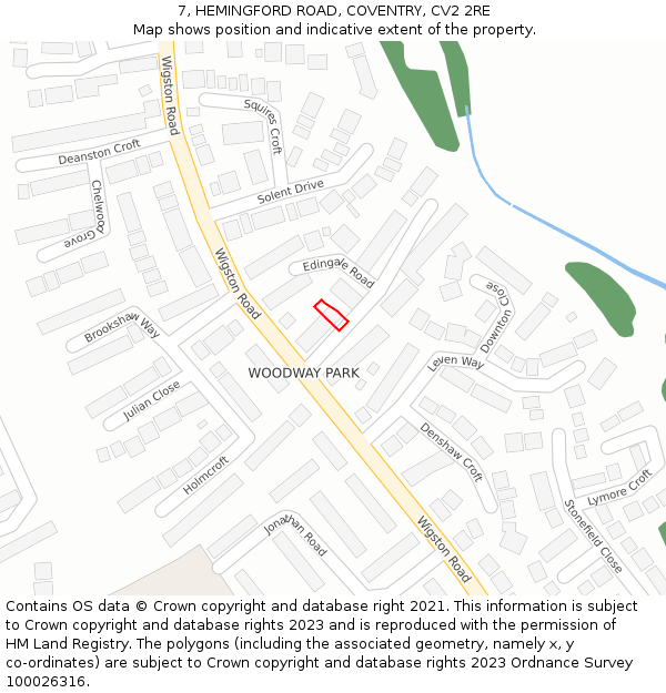 7, HEMINGFORD ROAD, COVENTRY, CV2 2RE: Location map and indicative extent of plot