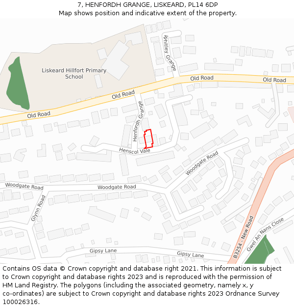 7, HENFORDH GRANGE, LISKEARD, PL14 6DP: Location map and indicative extent of plot