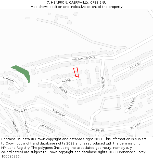 7, HENFRON, CAERPHILLY, CF83 2NU: Location map and indicative extent of plot