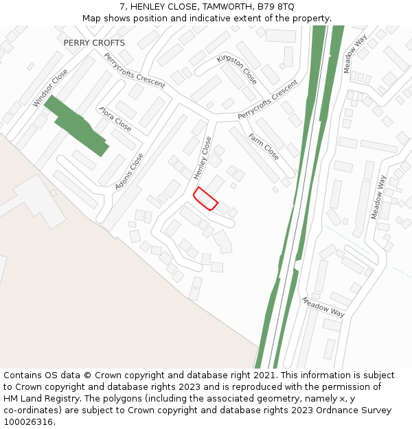 7, HENLEY CLOSE, TAMWORTH, B79 8TQ: Location map and indicative extent of plot