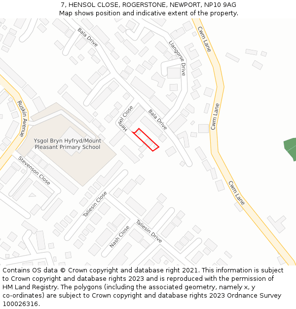 7, HENSOL CLOSE, ROGERSTONE, NEWPORT, NP10 9AG: Location map and indicative extent of plot