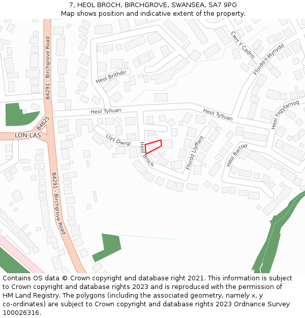 7, HEOL BROCH, BIRCHGROVE, SWANSEA, SA7 9PG: Location map and indicative extent of plot