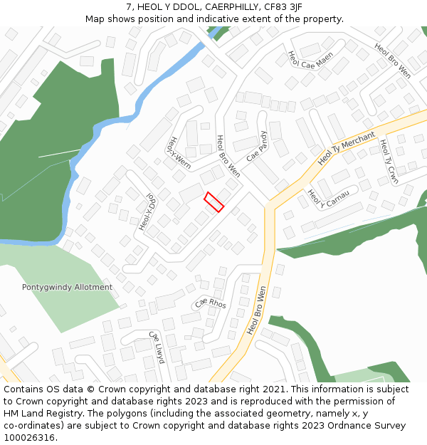 7, HEOL Y DDOL, CAERPHILLY, CF83 3JF: Location map and indicative extent of plot