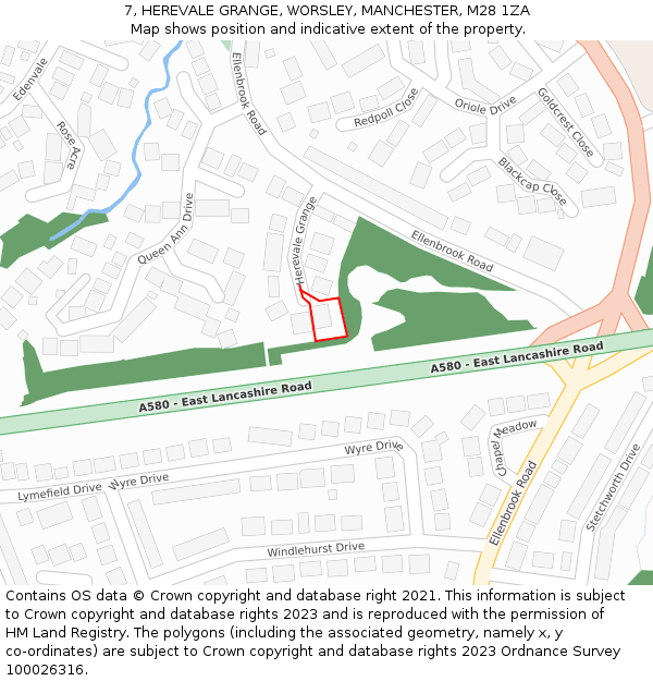 7, HEREVALE GRANGE, WORSLEY, MANCHESTER, M28 1ZA: Location map and indicative extent of plot