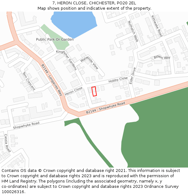 7, HERON CLOSE, CHICHESTER, PO20 2EL: Location map and indicative extent of plot