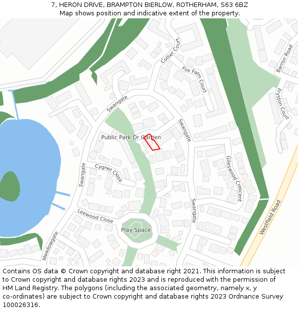 7, HERON DRIVE, BRAMPTON BIERLOW, ROTHERHAM, S63 6BZ: Location map and indicative extent of plot