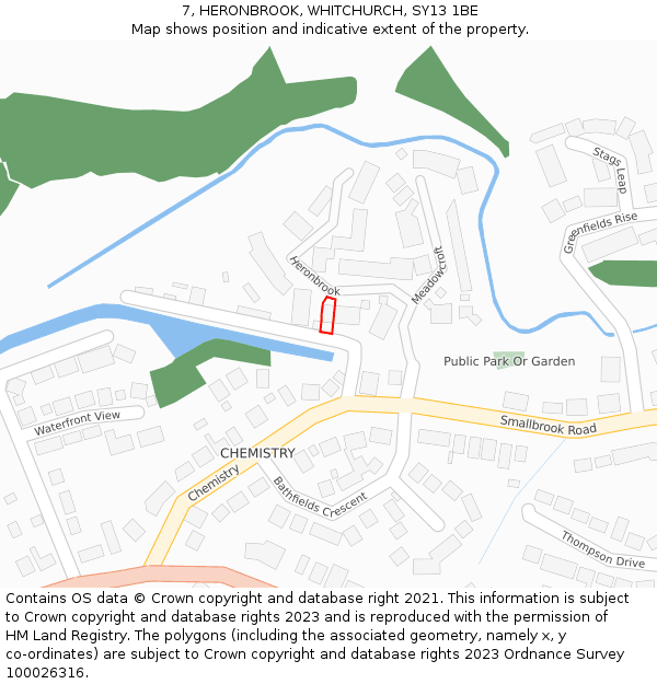 7, HERONBROOK, WHITCHURCH, SY13 1BE: Location map and indicative extent of plot