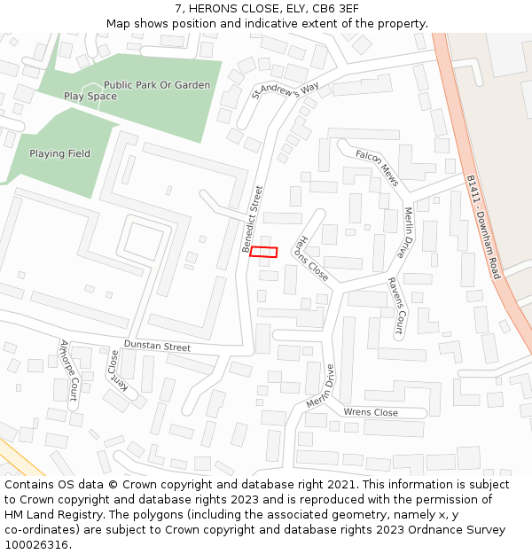 7, HERONS CLOSE, ELY, CB6 3EF: Location map and indicative extent of plot