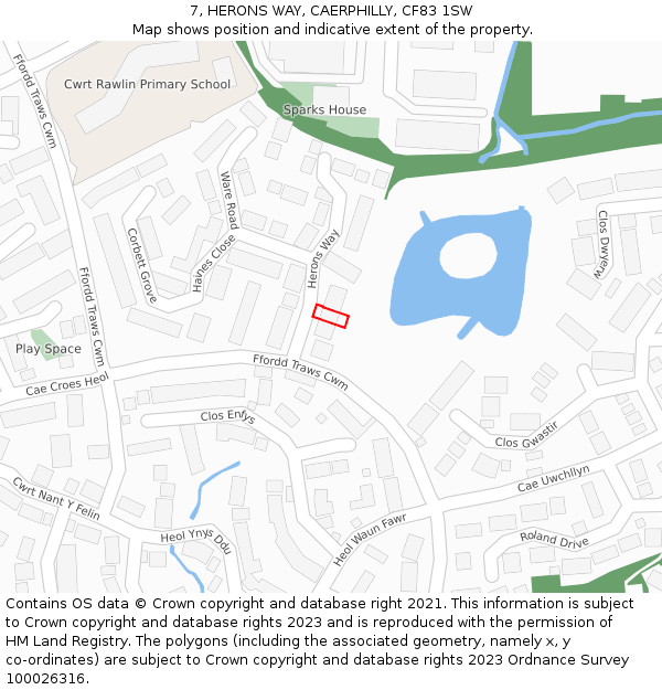 7, HERONS WAY, CAERPHILLY, CF83 1SW: Location map and indicative extent of plot