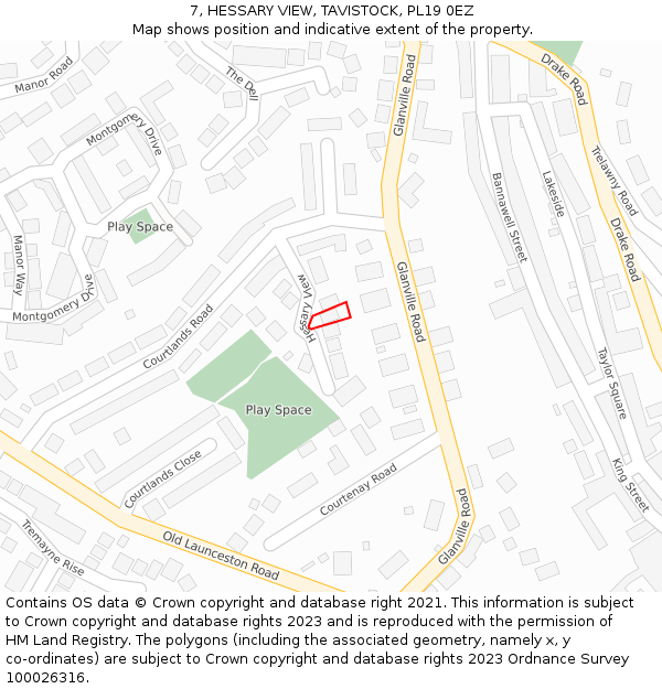 7, HESSARY VIEW, TAVISTOCK, PL19 0EZ: Location map and indicative extent of plot