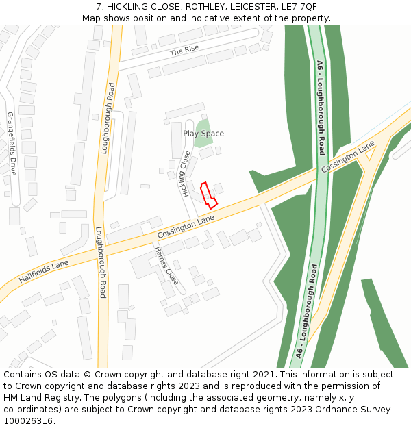 7, HICKLING CLOSE, ROTHLEY, LEICESTER, LE7 7QF: Location map and indicative extent of plot