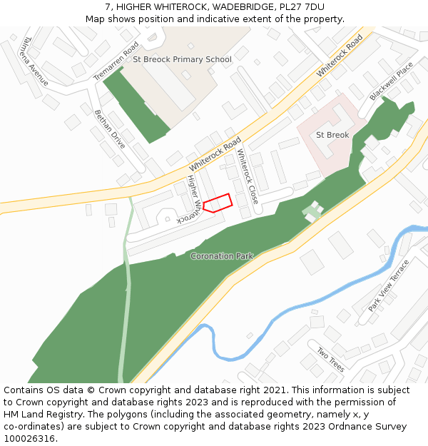 7, HIGHER WHITEROCK, WADEBRIDGE, PL27 7DU: Location map and indicative extent of plot