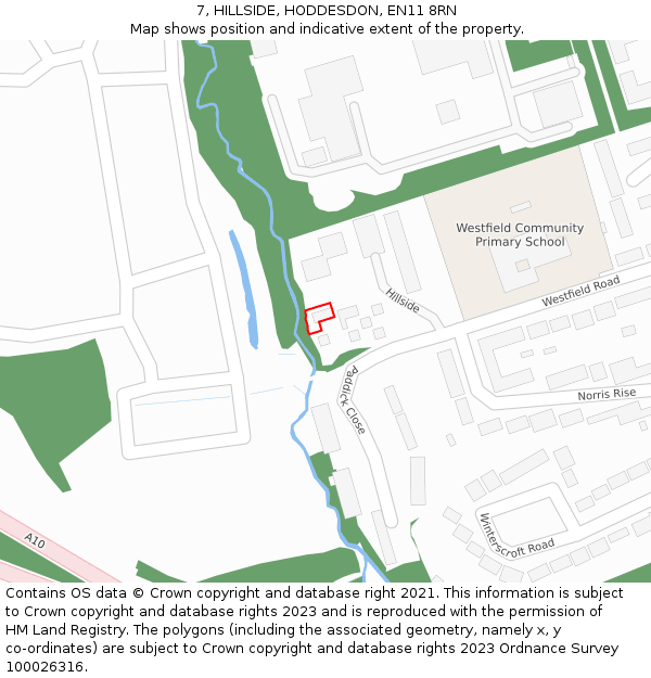 7, HILLSIDE, HODDESDON, EN11 8RN: Location map and indicative extent of plot
