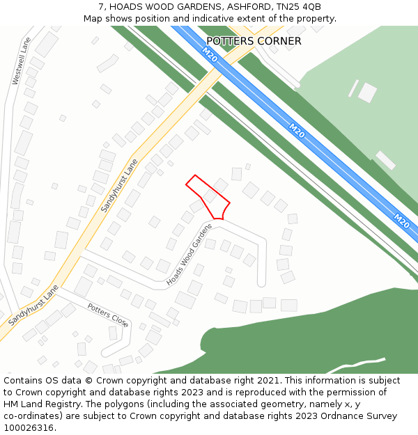 7, HOADS WOOD GARDENS, ASHFORD, TN25 4QB: Location map and indicative extent of plot