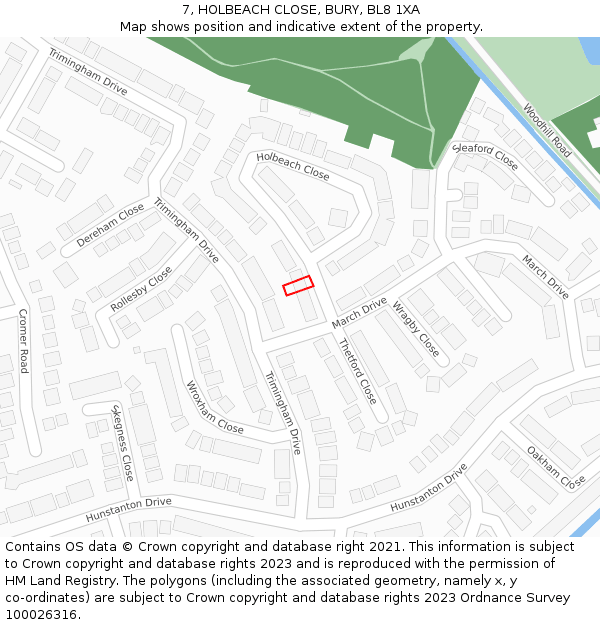 7, HOLBEACH CLOSE, BURY, BL8 1XA: Location map and indicative extent of plot