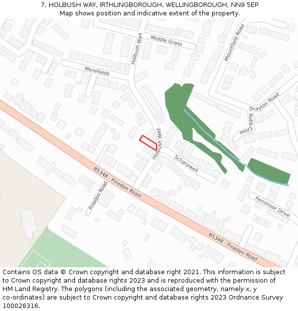 7, HOLBUSH WAY, IRTHLINGBOROUGH, WELLINGBOROUGH, NN9 5EP: Location map and indicative extent of plot