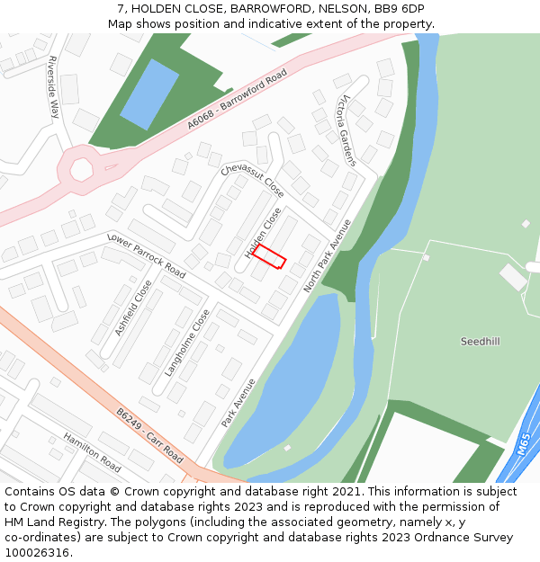 7, HOLDEN CLOSE, BARROWFORD, NELSON, BB9 6DP: Location map and indicative extent of plot