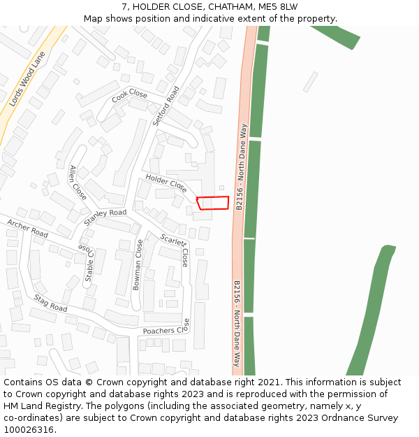 7, HOLDER CLOSE, CHATHAM, ME5 8LW: Location map and indicative extent of plot