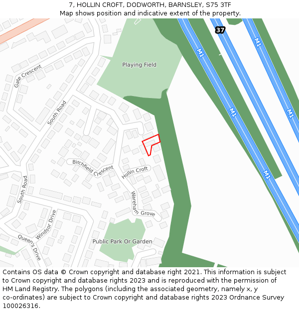 7, HOLLIN CROFT, DODWORTH, BARNSLEY, S75 3TF: Location map and indicative extent of plot