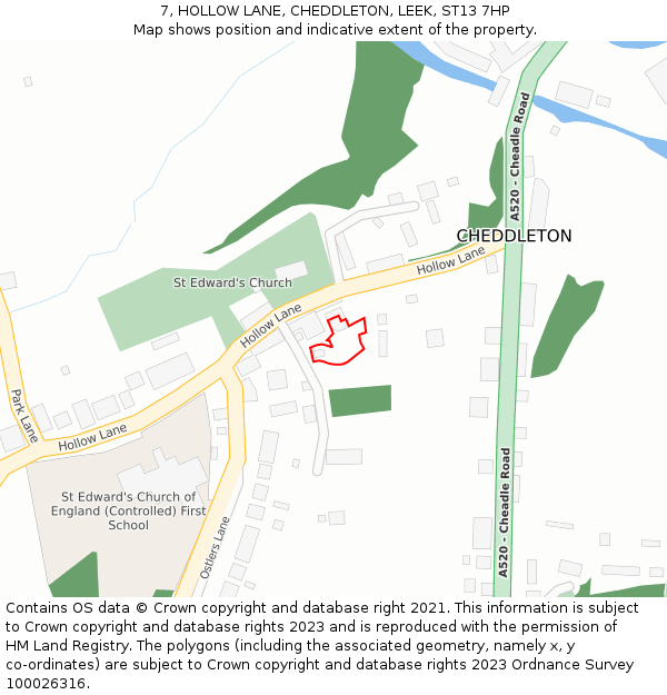 7, HOLLOW LANE, CHEDDLETON, LEEK, ST13 7HP: Location map and indicative extent of plot