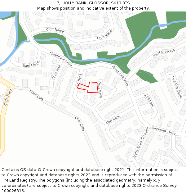 7, HOLLY BANK, GLOSSOP, SK13 8TS: Location map and indicative extent of plot