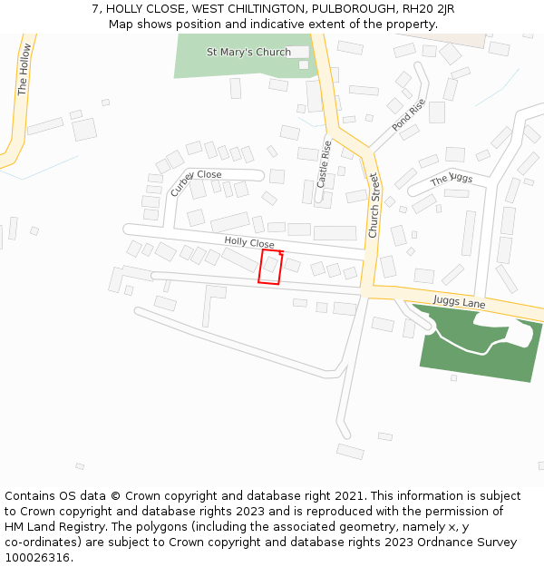 7, HOLLY CLOSE, WEST CHILTINGTON, PULBOROUGH, RH20 2JR: Location map and indicative extent of plot