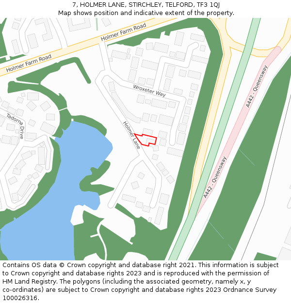 7, HOLMER LANE, STIRCHLEY, TELFORD, TF3 1QJ: Location map and indicative extent of plot