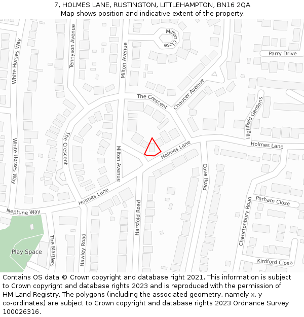 7, HOLMES LANE, RUSTINGTON, LITTLEHAMPTON, BN16 2QA: Location map and indicative extent of plot