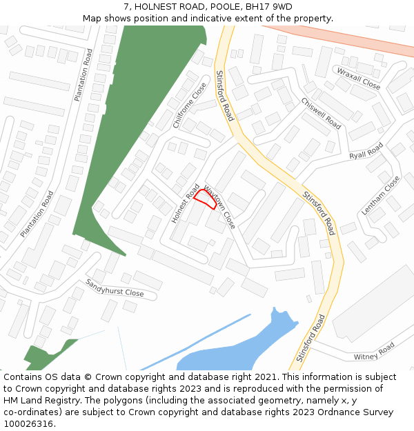 7, HOLNEST ROAD, POOLE, BH17 9WD: Location map and indicative extent of plot