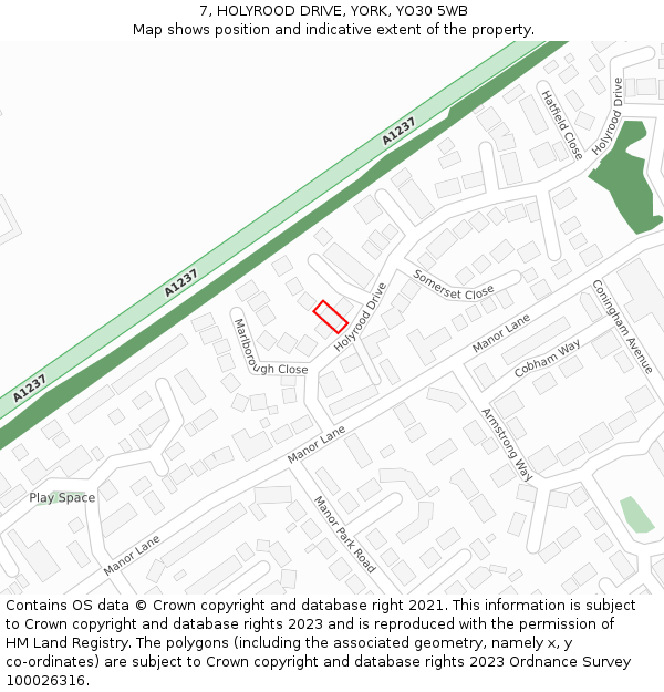 7, HOLYROOD DRIVE, YORK, YO30 5WB: Location map and indicative extent of plot