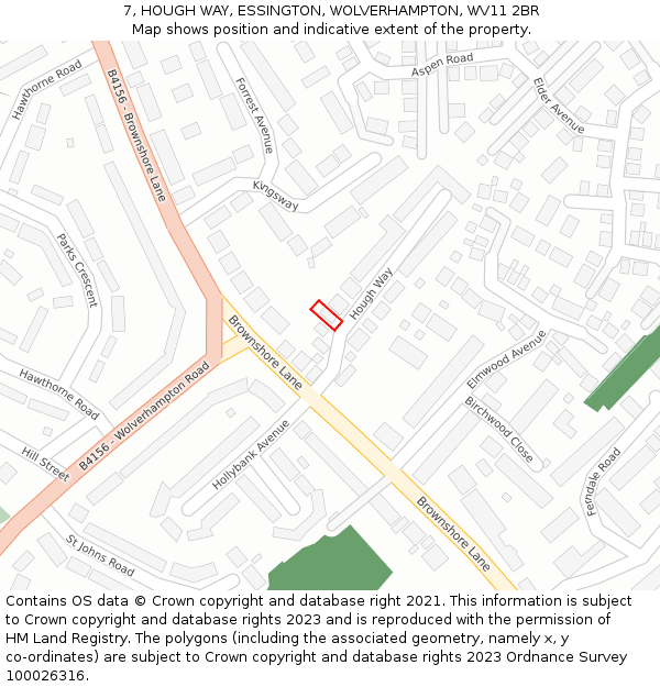 7, HOUGH WAY, ESSINGTON, WOLVERHAMPTON, WV11 2BR: Location map and indicative extent of plot