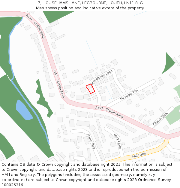 7, HOUSEHAMS LANE, LEGBOURNE, LOUTH, LN11 8LG: Location map and indicative extent of plot