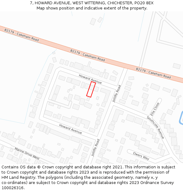 7, HOWARD AVENUE, WEST WITTERING, CHICHESTER, PO20 8EX: Location map and indicative extent of plot