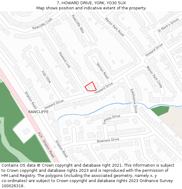7, HOWARD DRIVE, YORK, YO30 5UX: Location map and indicative extent of plot