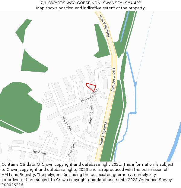 7, HOWARDS WAY, GORSEINON, SWANSEA, SA4 4PP: Location map and indicative extent of plot