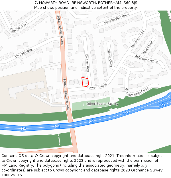 7, HOWARTH ROAD, BRINSWORTH, ROTHERHAM, S60 5JS: Location map and indicative extent of plot