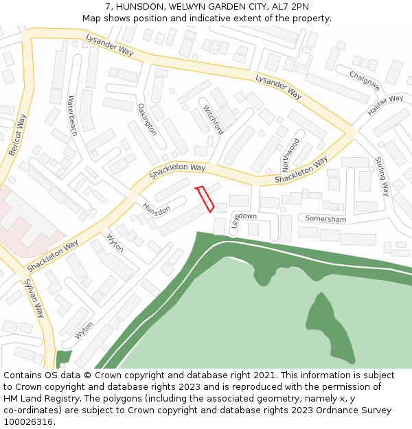 7, HUNSDON, WELWYN GARDEN CITY, AL7 2PN: Location map and indicative extent of plot
