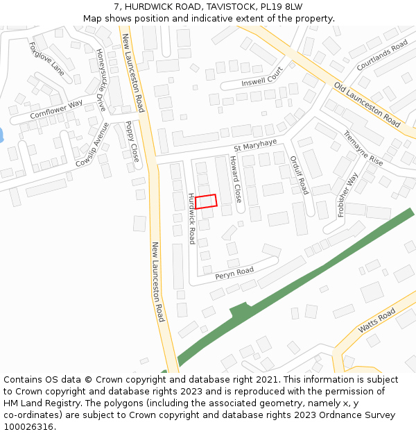 7, HURDWICK ROAD, TAVISTOCK, PL19 8LW: Location map and indicative extent of plot