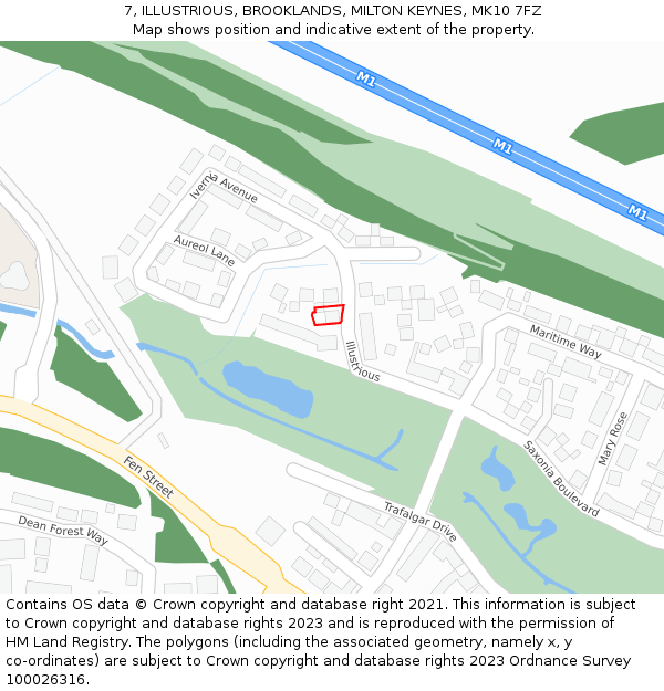 7, ILLUSTRIOUS, BROOKLANDS, MILTON KEYNES, MK10 7FZ: Location map and indicative extent of plot