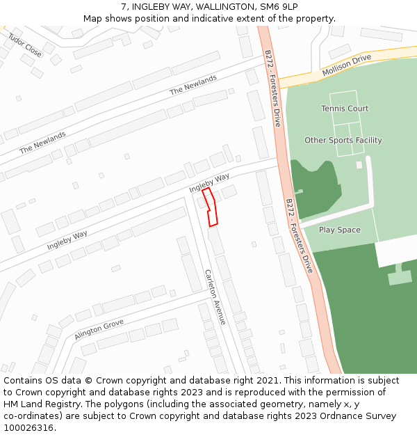 7, INGLEBY WAY, WALLINGTON, SM6 9LP: Location map and indicative extent of plot