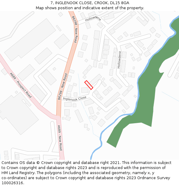 7, INGLENOOK CLOSE, CROOK, DL15 8GA: Location map and indicative extent of plot