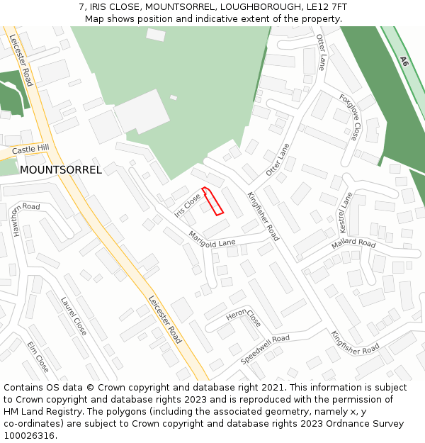 7, IRIS CLOSE, MOUNTSORREL, LOUGHBOROUGH, LE12 7FT: Location map and indicative extent of plot